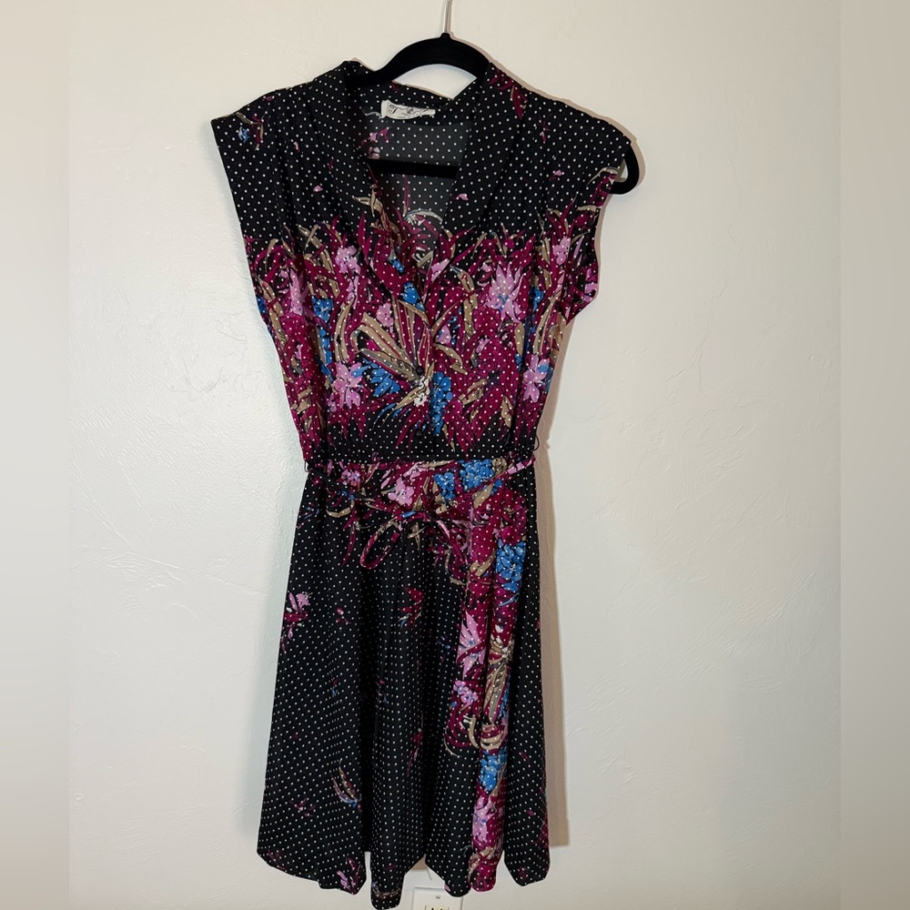 VINTAGE Floral Polka Dot Dress